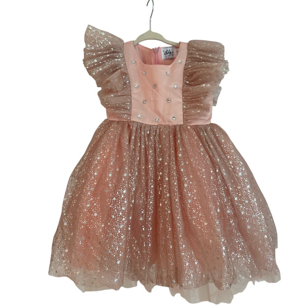Lola + The Boys | Shimmer Crystal Stars Tulle Dress Pink Size 2 Princess Whimsy